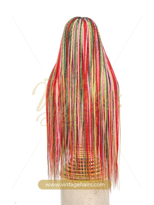 Braid Style: Knotless Braid Wig Cap: Medium Lace Type: 2x6 Closure Color: Pink, Lemon, Red Length: 35 inches
