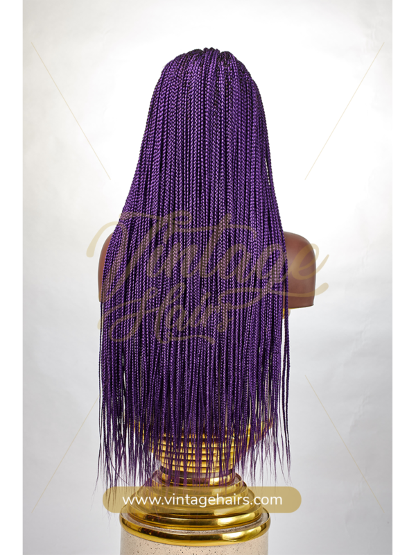 Braid Style: Knotless braid Wig Cap: Large Lace Type: 13x4 Frontal Color: Purple Length: 32 inches