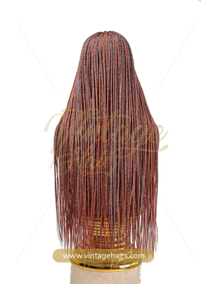 Braid Style: Box Braid Wig Cap: Medium Lace Type: 2x6 Closure Color: Orange & Metallic Grey Length: 36 inches