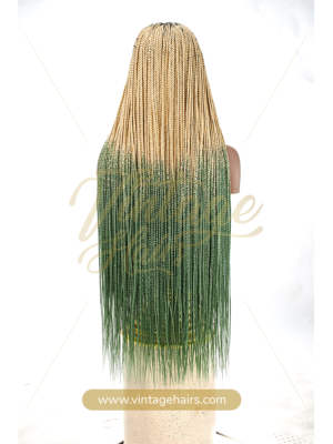 Braid Style: Knotless Braid Lace type: 2x6 Closure Wig Cap: Large Color: 613 & Green Length: 40 inches